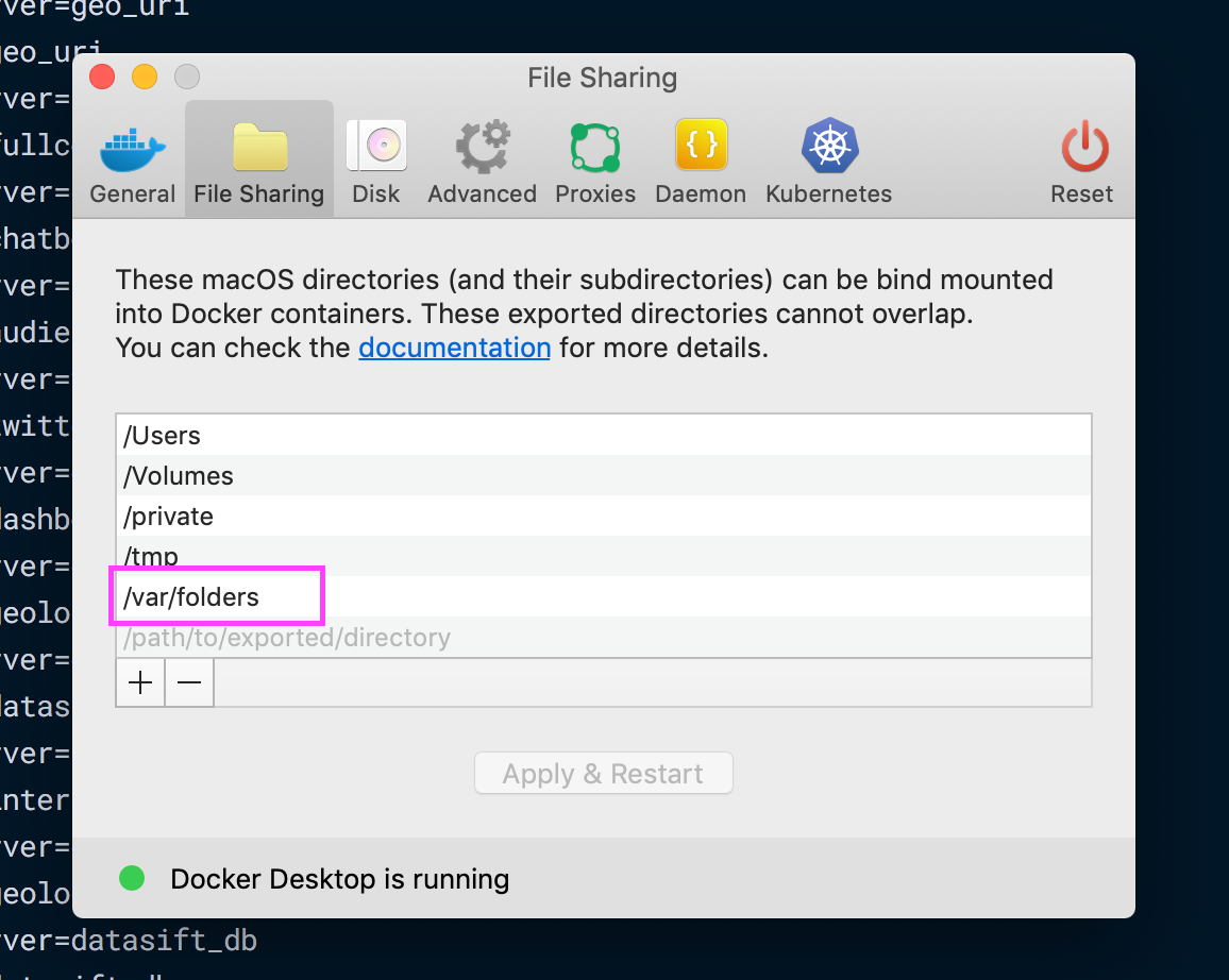 docker: error response from daemon: mounts denied: docker-for-mac/osxfs/